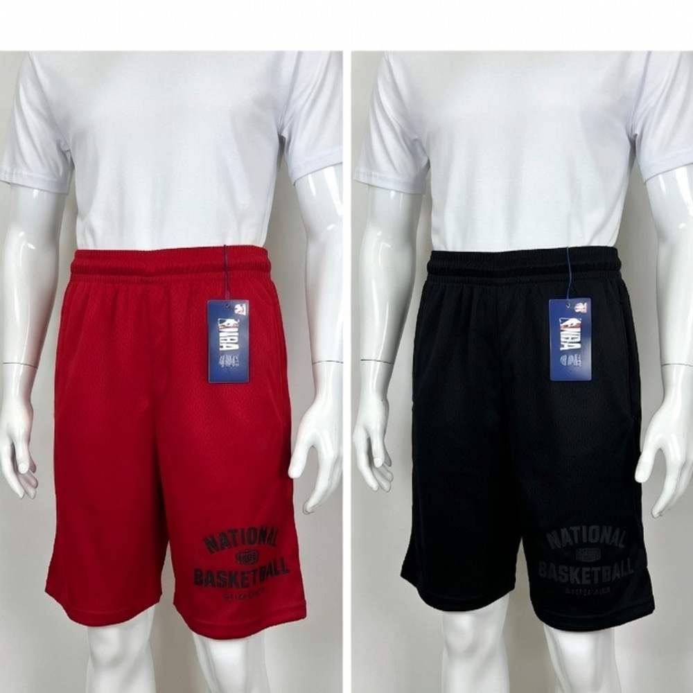 ✅ NWT NBA Boys 2-Pack Basketball Shorts (Black & Red) - Size 10/12